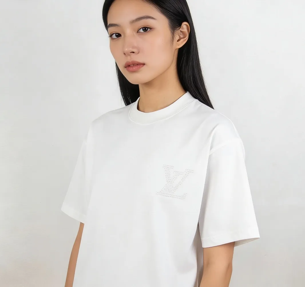 Louis Vuitton/Louis Vuitton 26ss pearl letter print short sleeves